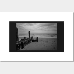 Wooden sea defences to protect against coastal erosion Posters and Art